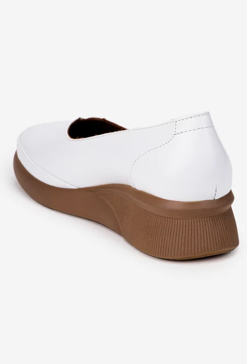 Pantofi dama din piele naturala alba