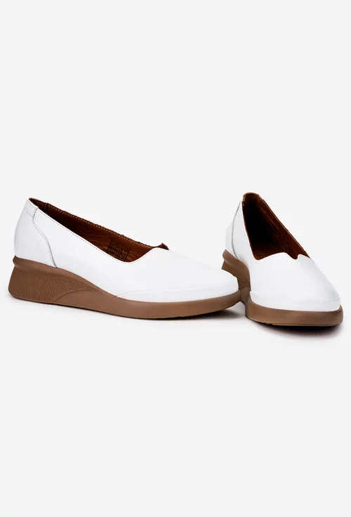 Pantofi dama din piele naturala alba