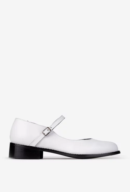 Pantofi dama din piele naturala alba