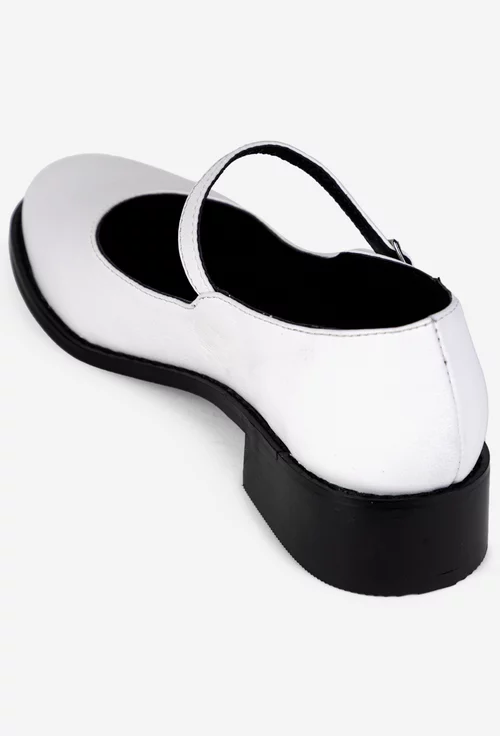 Pantofi dama din piele naturala alba