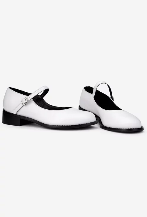 Pantofi dama din piele naturala alba