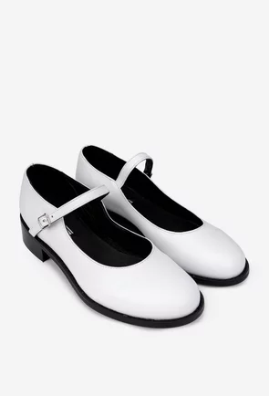 Pantofi dama din piele naturala alba