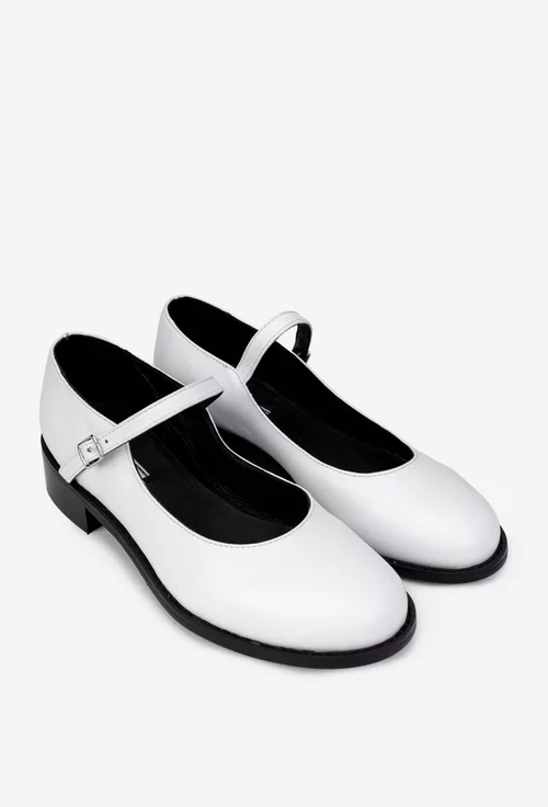 Pantofi dama din piele naturala alba