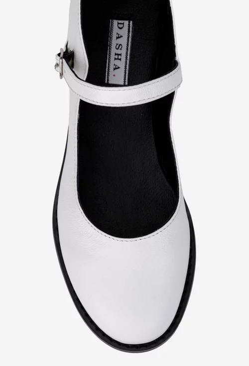 Pantofi dama din piele naturala alba