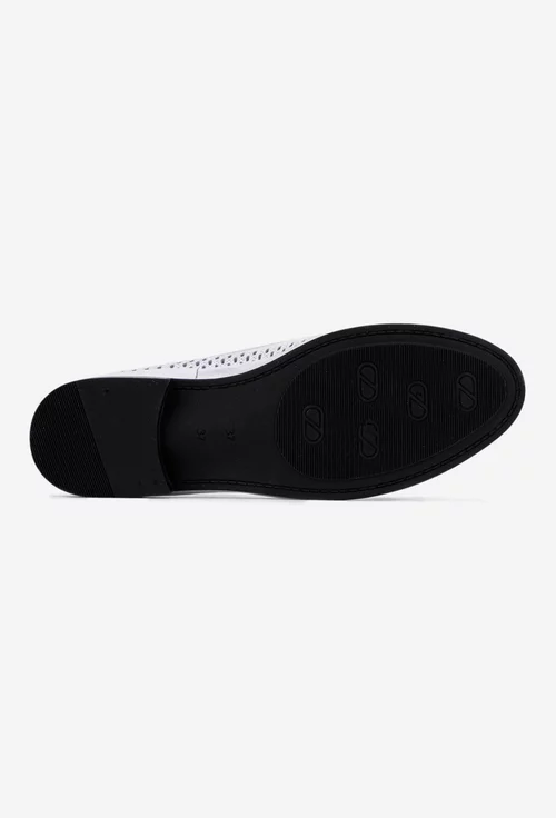 Pantofi dama din piele naturala alba cu perforatii