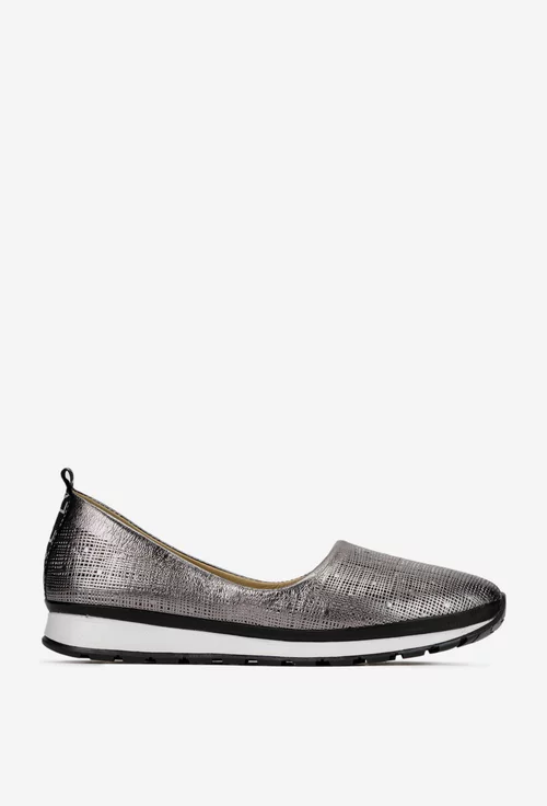Pantofi dama din piele naturala argintie