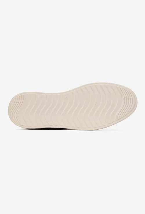 Pantofi dama din piele naturala bej cu model perforat picture - 4