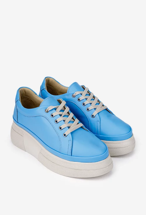 Pantofi dama din piele naturala bleu