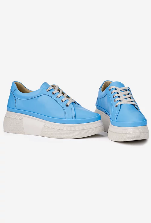 Pantofi dama din piele naturala bleu