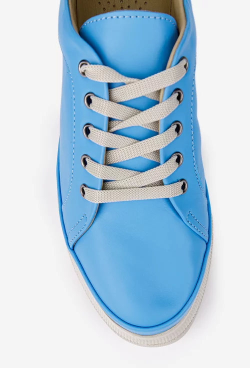 Pantofi dama din piele naturala bleu