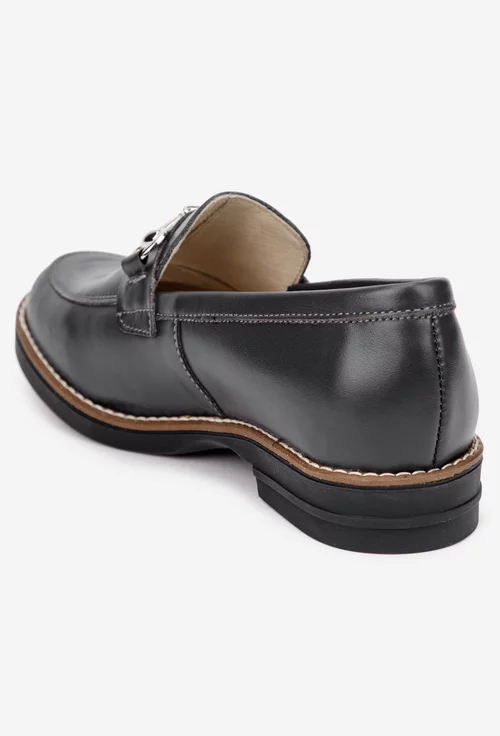 Pantofi dama din piele naturala gri