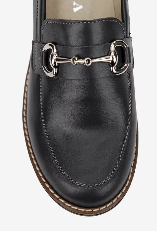 Pantofi dama din piele naturala gri