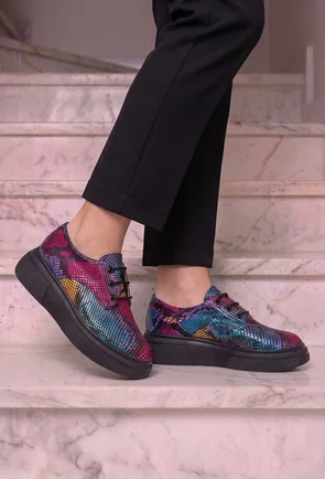 Pantofi dama din piele naturala multicolora