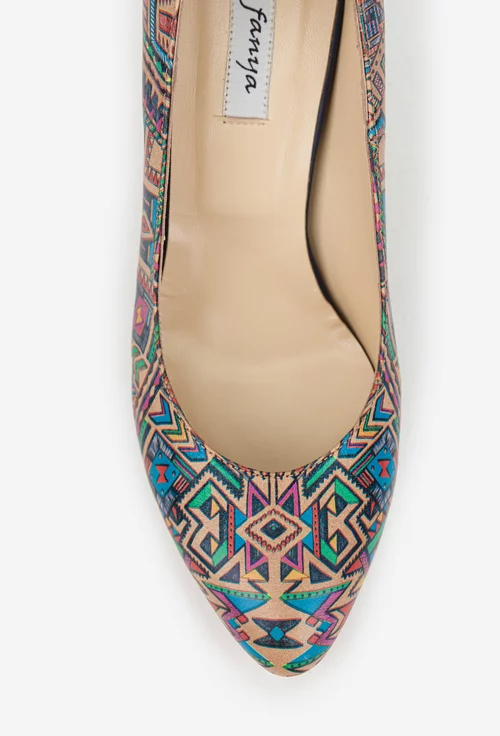 Pantofi dama din piele naturala multicolora