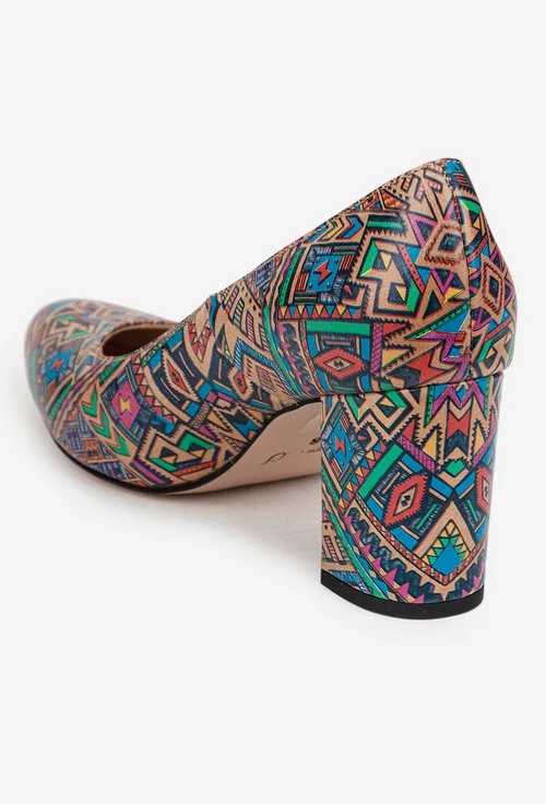 Pantofi dama din piele naturala multicolora