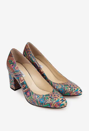 Pantofi dama din piele naturala multicolora