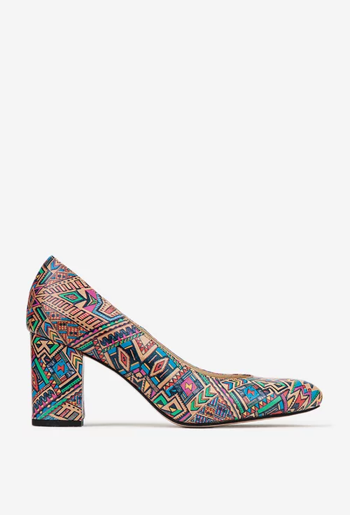 Pantofi dama din piele naturala multicolora