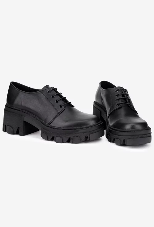 Pantofi dama din piele naturala neagra