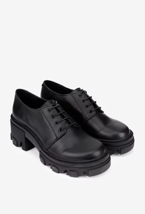 Pantofi dama din piele naturala neagra