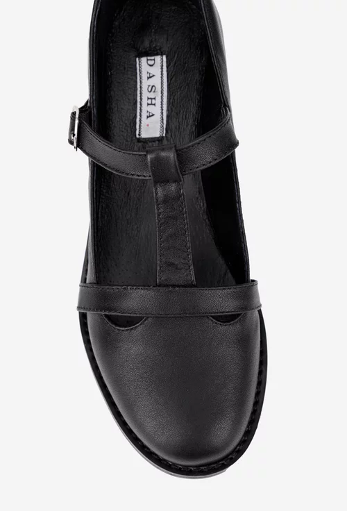 Pantofi dama din piele naturala neagra