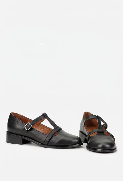 Pantofi dama din piele naturala neagra