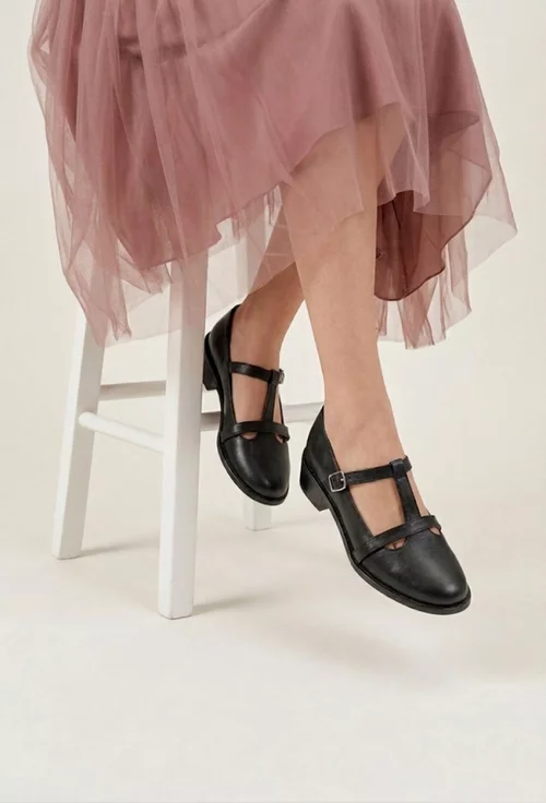 Pantofi dama din piele naturala neagra