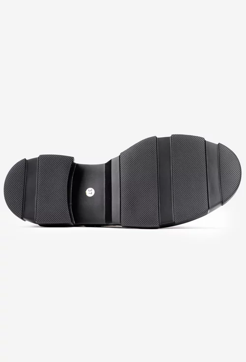 Pantofi dama din piele naturala neagra cu animal print