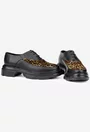 Pantofi dama din piele naturala neagra cu animal print