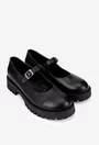 Pantofi dama din piele naturala neagra cu bareta