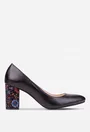 Pantofi dama din piele naturala neagra cu detalii colorate