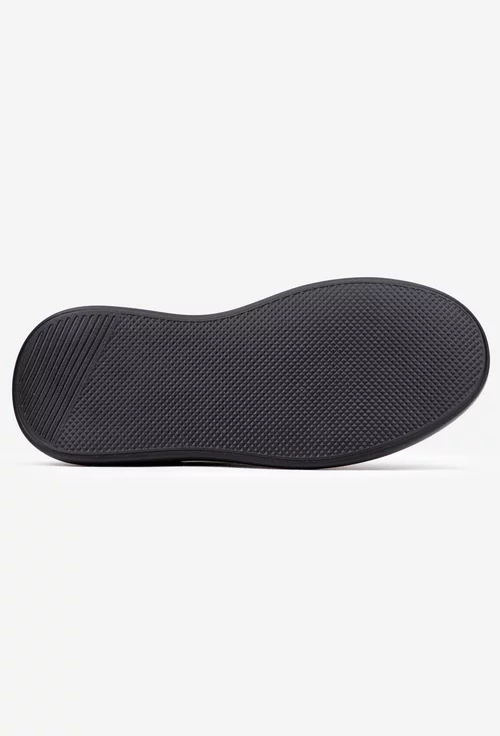 Pantofi dama din piele naturala neagra cu detaliu auriu