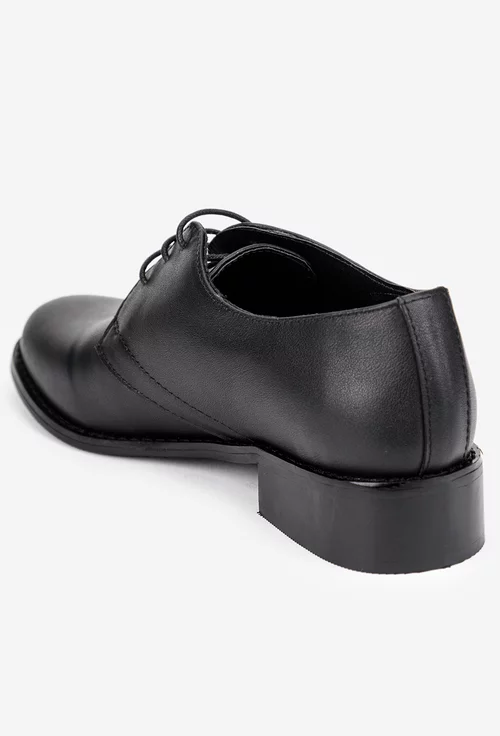 Pantofi dama din piele naturala neagra cu siret