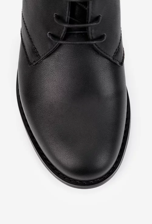 Pantofi dama din piele naturala neagra cu siret