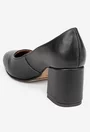 Pantofi dama din piele naturala neagra cu toc