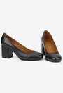 Pantofi dama din piele naturala neagra cu toc