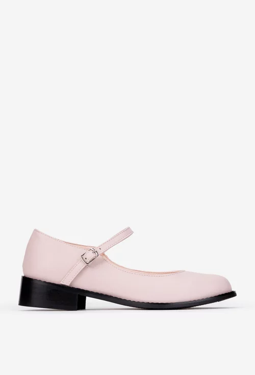 Pantofi dama din piele naturala roz pudra