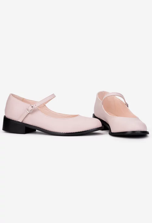 Pantofi dama din piele naturala roz pudra