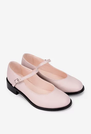 Pantofi dama din piele naturala roz pudra