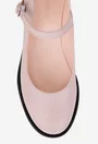 Pantofi dama din piele naturala roz pudra