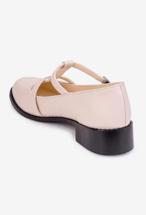 Pantofi dama din piele naturala roz pudra