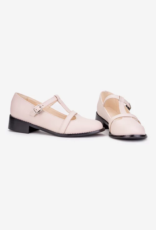 Pantofi dama din piele naturala roz pudra