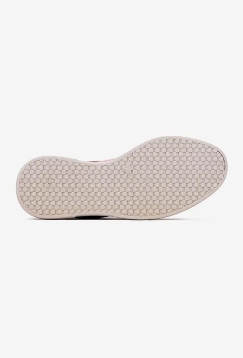 Pantofi dama din piele naturala roz pudra cu talpa inalta