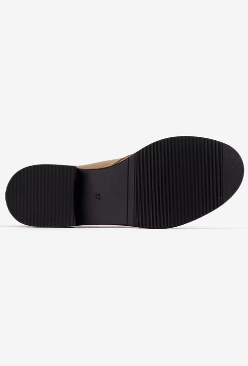 Pantofi dama din piele naturala taupe cu siret