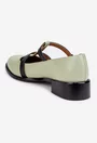 Pantofi dama din piele naturala verde cu barete negre