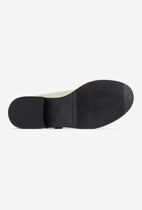 Pantofi dama din piele naturala verde cu barete negre