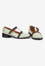 Pantofi dama din piele naturala verde cu barete negre