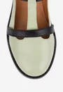 Pantofi dama din piele naturala verde cu barete negre