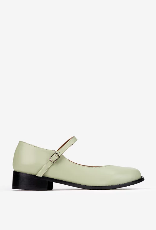 Pantofi dama din piele naturala verde deschis