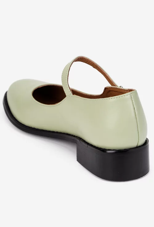 Pantofi dama din piele naturala verde deschis