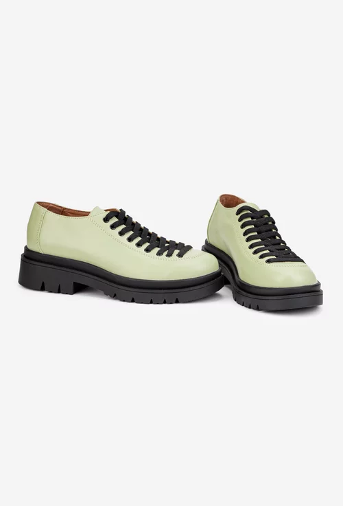 Pantofi dama din piele naturala verde deschis